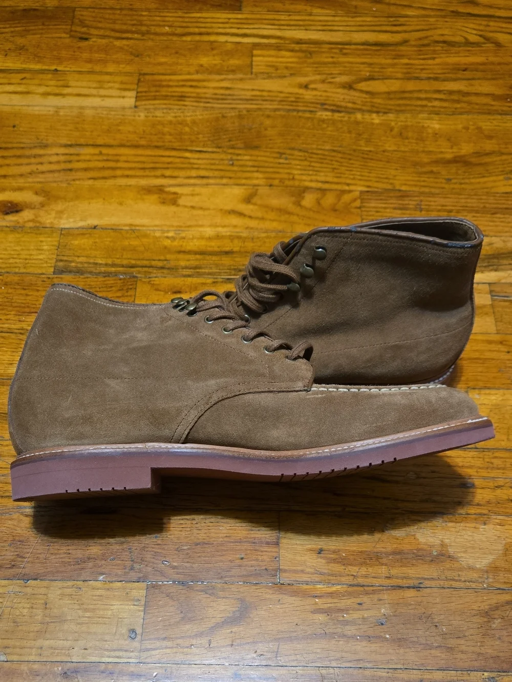 J.Crew Kenton Pacer Brown Snuff Suede Leather Boots Men 12 M Chukka Indy- FLAW